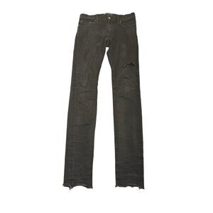 AMIRI Distressed Skinny Jeans in Black Denim